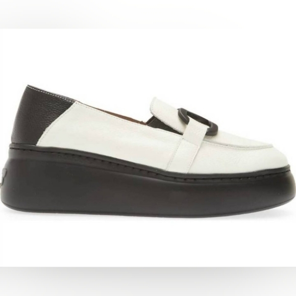 New Wonders Black/White Leather Loafers Size 71/2 / 38 - Picture 2 of 15